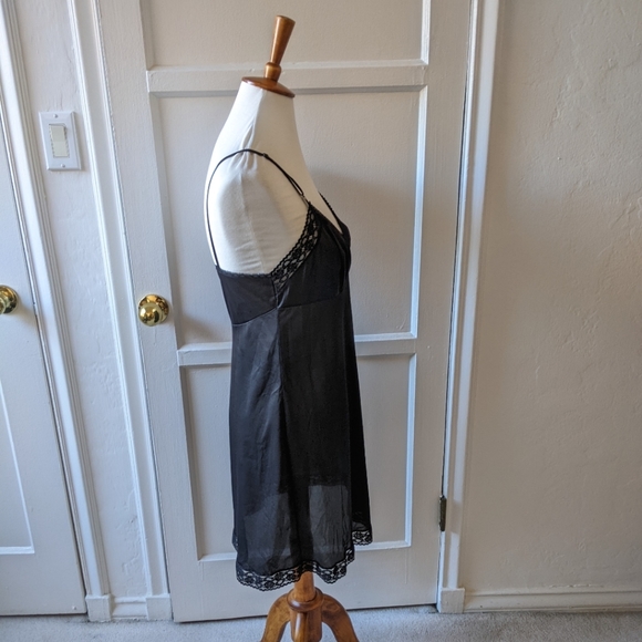VTG Vanity Fair 70's black full slip with lace bustier size 34 - Picture 5 of 8